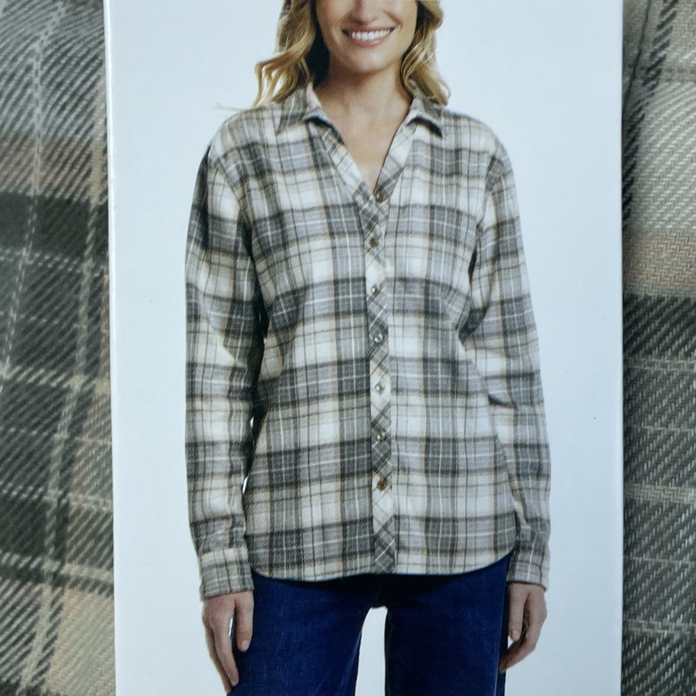 Weatherproof Vintage Women's S Plaid Blouse Green e0451